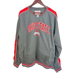 Scarlet & Gray Windshirt Mens L Gray Ohio State Buckeyes Pullover‎ Oversized